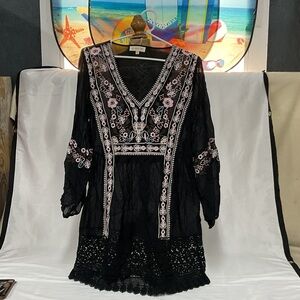 EUC woman’s long sleeve sheer All about her v cut dress